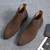 Men'S Retro Classical Chelsea Boots Cow Suede Genuine Leather Mens Fashion Ankle Short Boot High-Top Casual Shoes For Men