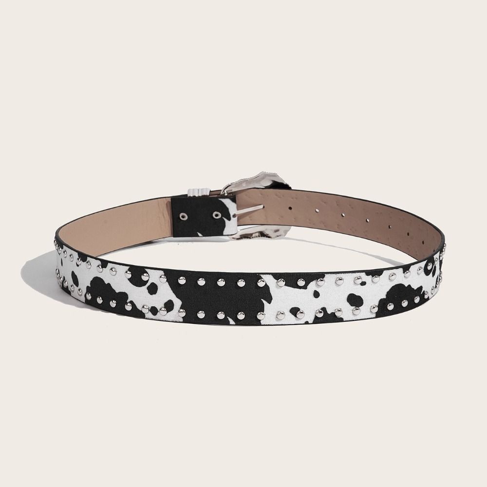 Punk Style Leopard Print Belt Vintage Y2k Waist Belt Personality Rivet Waist Belt Party