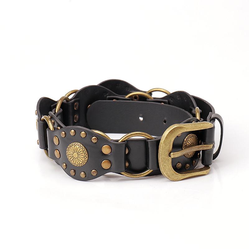 Western Cowboy Style Wide Belt For Women With Vintage Faux Leather And Metal Buckle For Fashionable Outfits