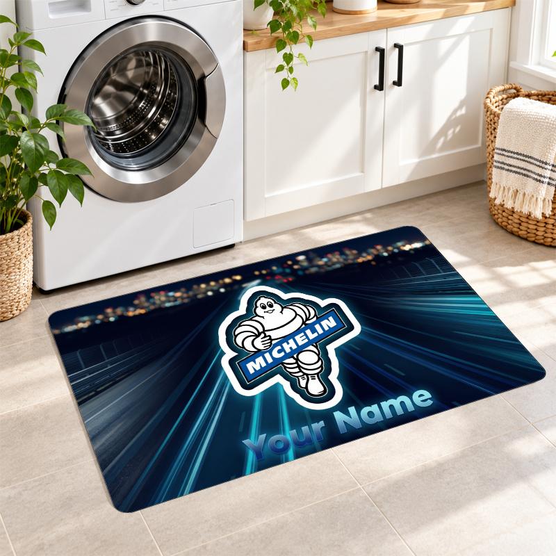 Michelin Custom Name Flannel Rug Kitchen Mat Non Slip Floor Carpet Personalized Home Decor