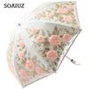 Зонт с цветком на шнуровке для женщин, летний складной зонтик от солнца и сада, УФ-зонт, портативный женский красивый пляжный зонтик от дождя