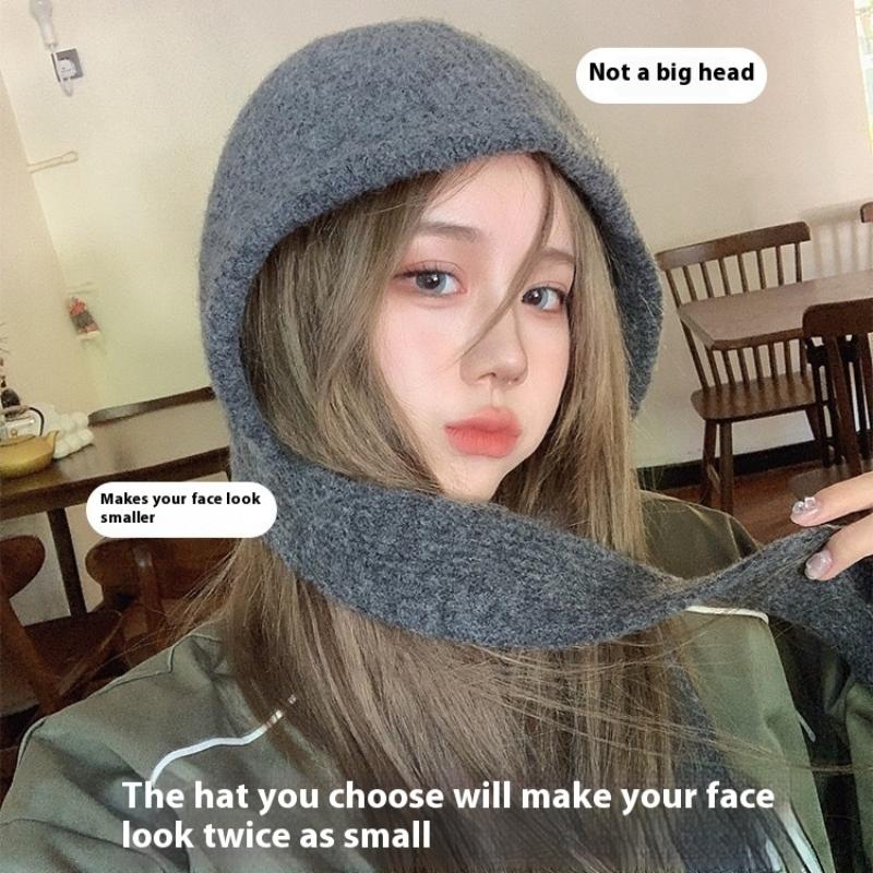 Корейский шарф-капюшон, шапка-балаклава, защита ушей, теплые шапки-бомберы, женские ретро-шапки с завязками и бантами, зимние аксессуары, вязаная шапка-закон