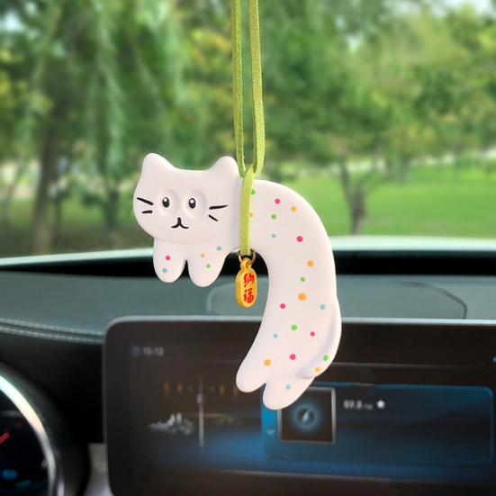Милый кот, подвесное украшение для автомобиля с шнурком, легко устанавливается, ароматизатор, подвеска для зеркала заднего вида, подвеска для автомобильного зеркала