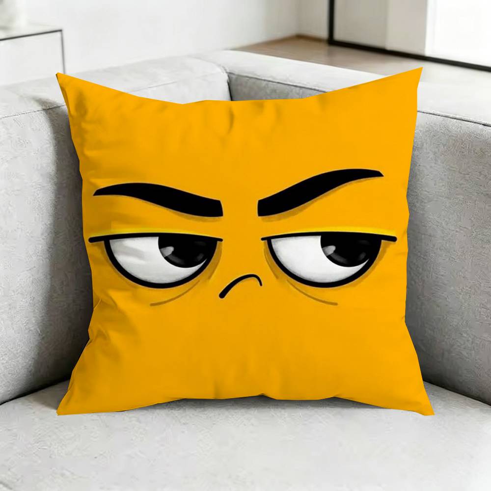 Cartoon Angry Funny FaceEyes Pillow Case Square DoubleSided Sofa Cushion Cover Bedroom Bedside Pillow Gift