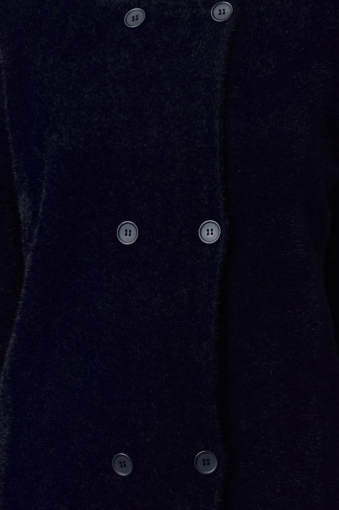 Women's Fashionable Stylish Cardigan Navy Blue Furry Coat Look Knitwear Cardigan