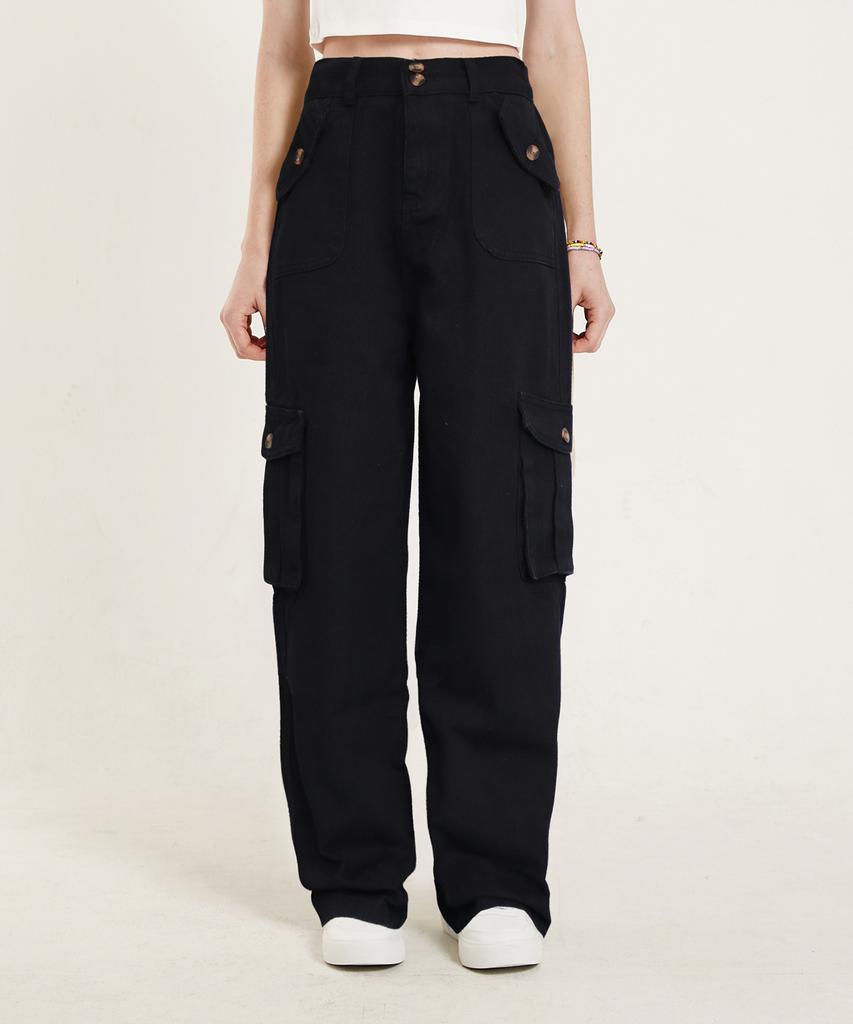 PINK PINEAPPLE Cargo Soft Wide Pants_Black