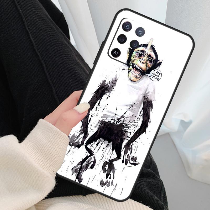 Мультяшный чехол-обезьянка для Oppo A18 A38 A58 A78 A98 A80 A60 A40 A96 A76 A16 A94 A74 A54 A15 A17 A57 A77 A5 Pro