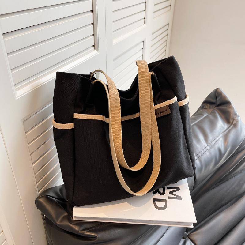 Большая вместительная холщовая сумка-тоут, женская сумка, студенческая сумка через плечо для студентов колледжа