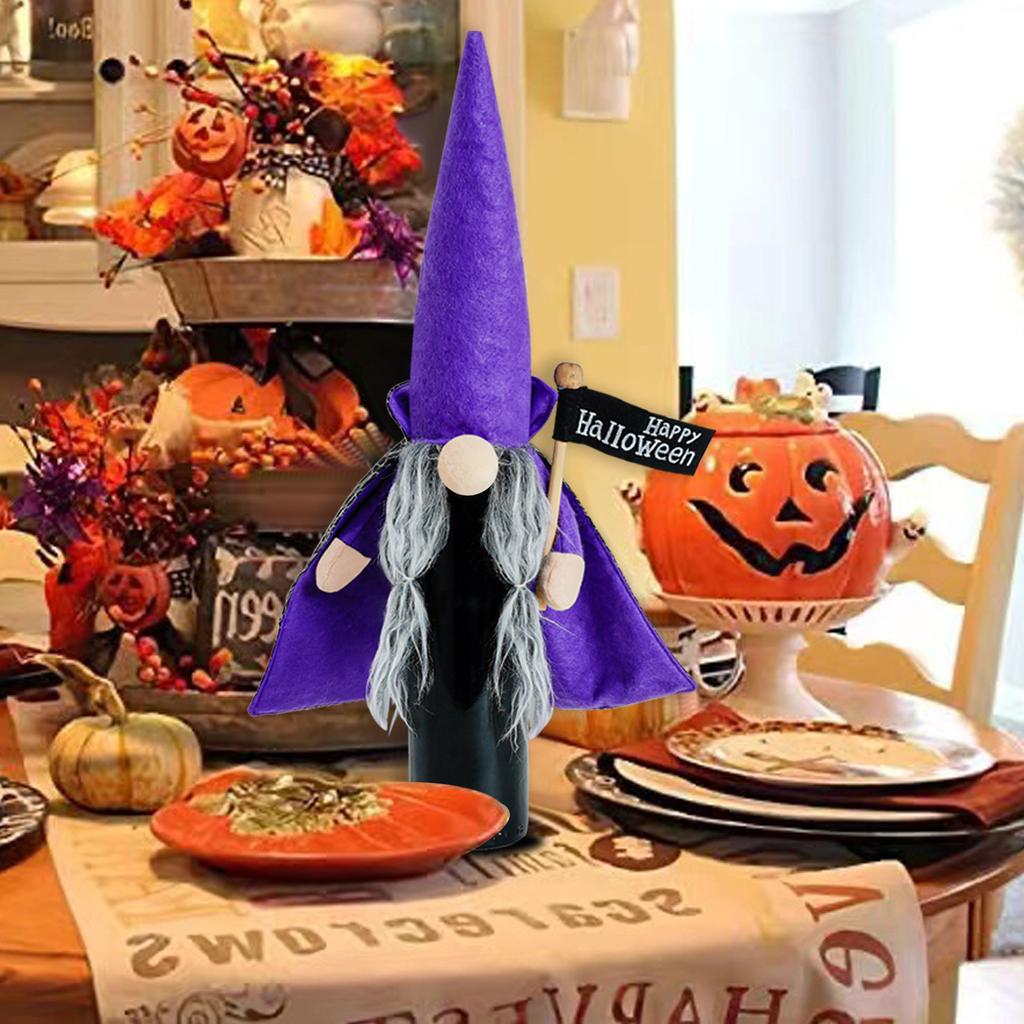 Halloween Wine Bottle Cover Decoration Black Witch, Wine Bottle Cover Decoration Gift Table Decoration