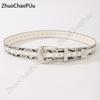 Womens Fashion Belt Punk Rivet Rhinestone Snake PU Leather Waistband Jeans Dresses