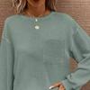 Женские топы с круглым вырезом и длинным рукавом, однотонная свободная футболка, эластичная повседневная блузка