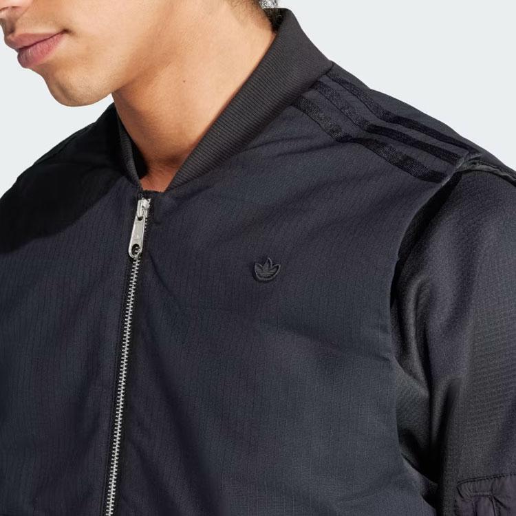 Adidas Мужской жилет Originals Solid Color Logo Zip с черными жилетами IR7735