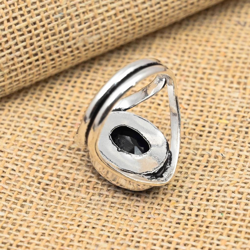 Ювелирное кольцо ручной работы с синим сапфиром из стерлингового серебра 925 пробы для нее