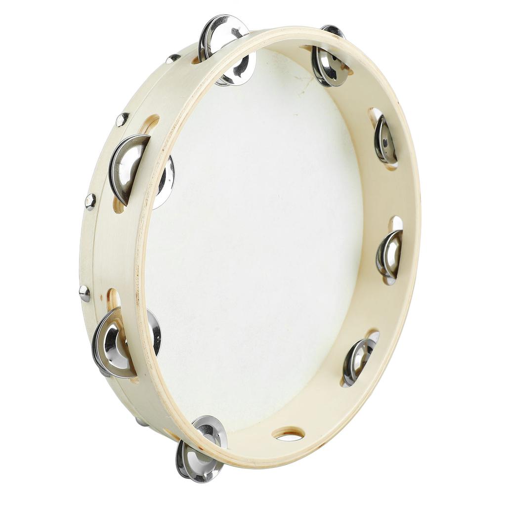 Бубен для детей и взрослых, хлопающий в ладоши, музыкальная развивающая игрушка для раннего обучения, цвет дерева, белый край, 10 дюймов