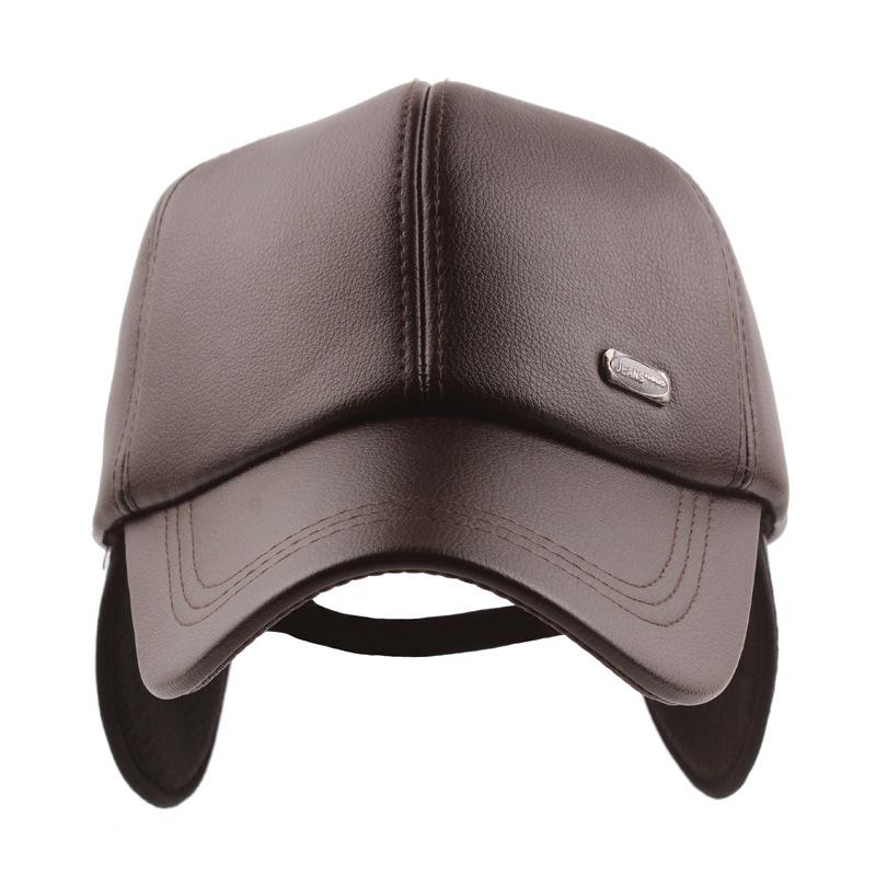 Зимняя бейсболка из бархата и утолщенной кожи для защиты ушей среднего и пожилого возраста, теплая кепка с загнутыми полями, повседневная простая шляпа для пожилых людей