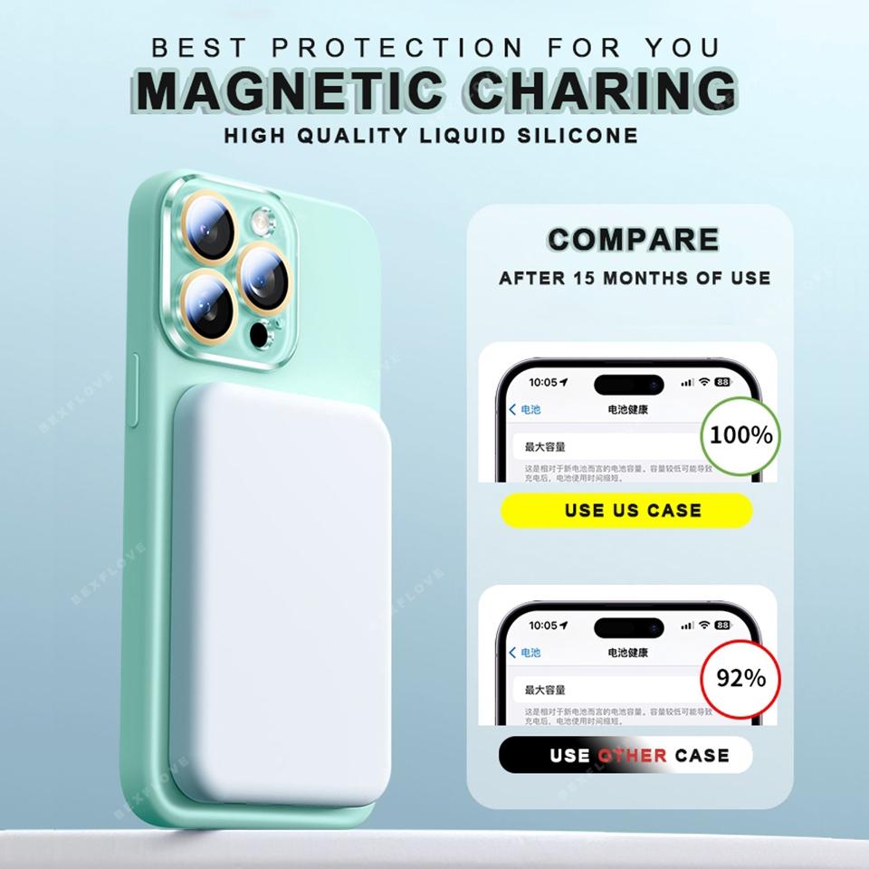 Чехол-ремешок для телефона для iPhone 15 14 16 Plus 11 12 13 16 Pro Max Magsafe Жидкий силикон Магнитный ремешок Защитная крышка для зарядки