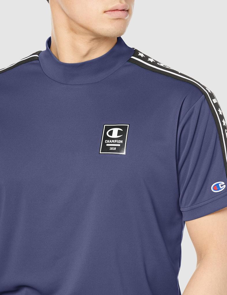 Short Sleeve Quick Odor UV Graphic Logo Mock Neck Golf Navy XL [Champion] Shirt, Drying, Antibacterial, Resistant, Protection, Print, Shirt, C3-VG309