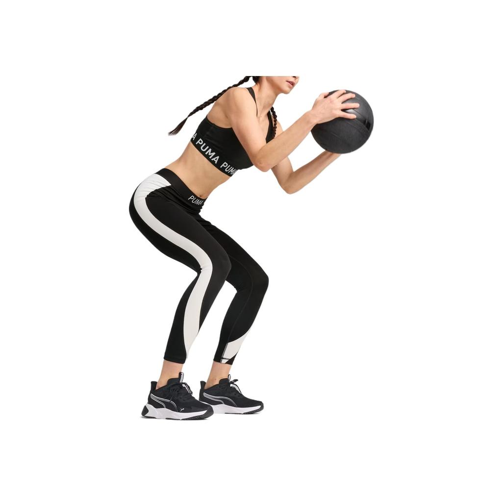 Puma 4keeps Эластичный бюстгальтер с круглым вырезом Удобный спортивный бюстгальтер с надписью Женское нижнее белье Черный 526962-01