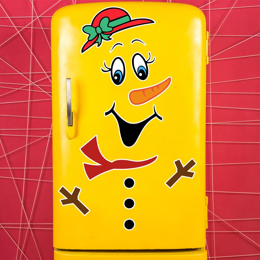 2024 New Christmas Snowman Expression Magnetic Refrigerator Sticker DIY Cartoon Garage Door Waterproof Wall Sticker Decoration