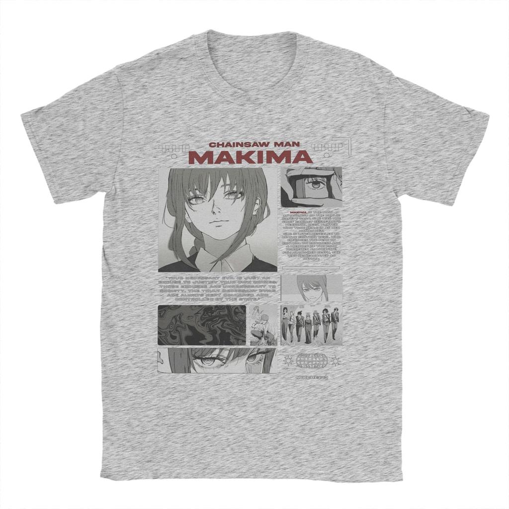 Мужская Макима Человек-бензопила Японская манга (2) Футболки Хлопковые Топы Повседневные Футболки с Коротким Рукавом и Круглым Вырезом Оригинальные Футболки