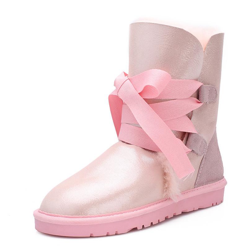 Genuine Sheepskin Top Quality Shoes Women 2025 Natural Fur Wool Real Wool Boots Women Snow Boots Flats Boots Botas Mujer