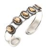 Smoky Topaz Gemstone 925 Sterling Silver Cuff Bangle Adjustable