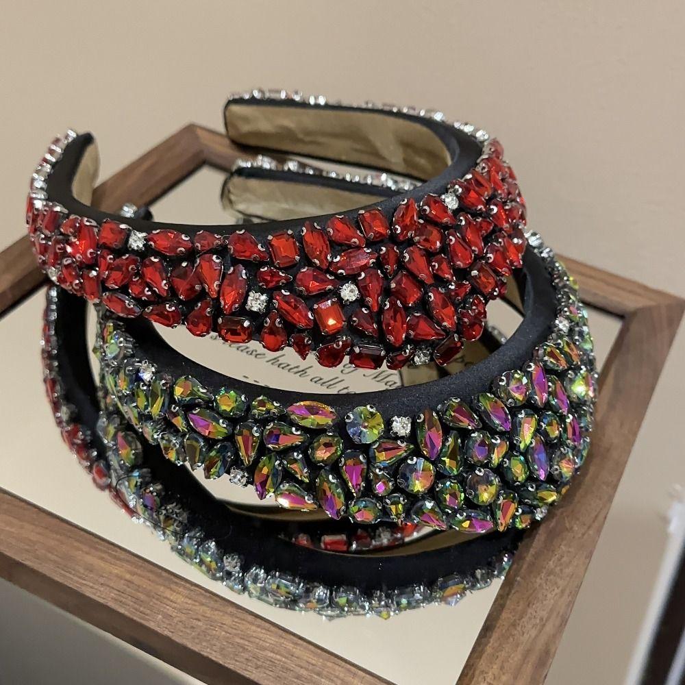 Черная Кристаллическая Каменная Повязка на Голову Со Стразами Мягкая Повязка с Алмазами для Умывания Лица