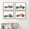 Набор из шести принтов, настенное искусство для детской комнаты, печать плакатов, детская спальня, домашний декор, гендерно-нейтральный игровой зал с животными, причудливые автомобили, гоночные автомобили