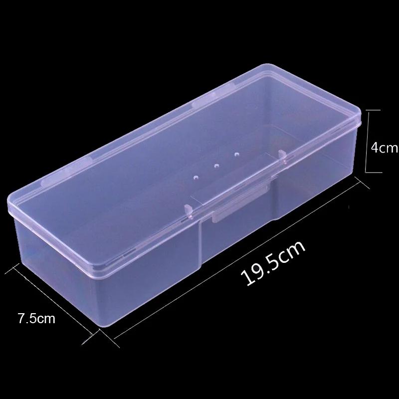 Nail Art Rectangle Plastic Storage Box Rhinestone Brush Pen Buffer Grinding Files Container Case Nail Art Equipment Tool