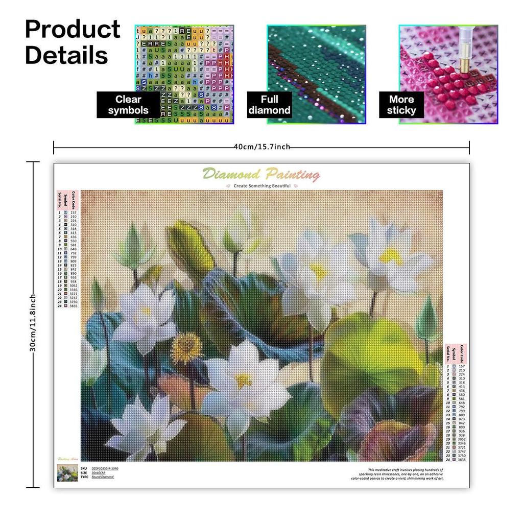 5D алмазная живопись Лотос, вышивка крестиком, распродажа, полная круглая Алмазная вышивка, цветочная мозаика, ремесленный домашний декор 30x40 см/12x16 дюймов