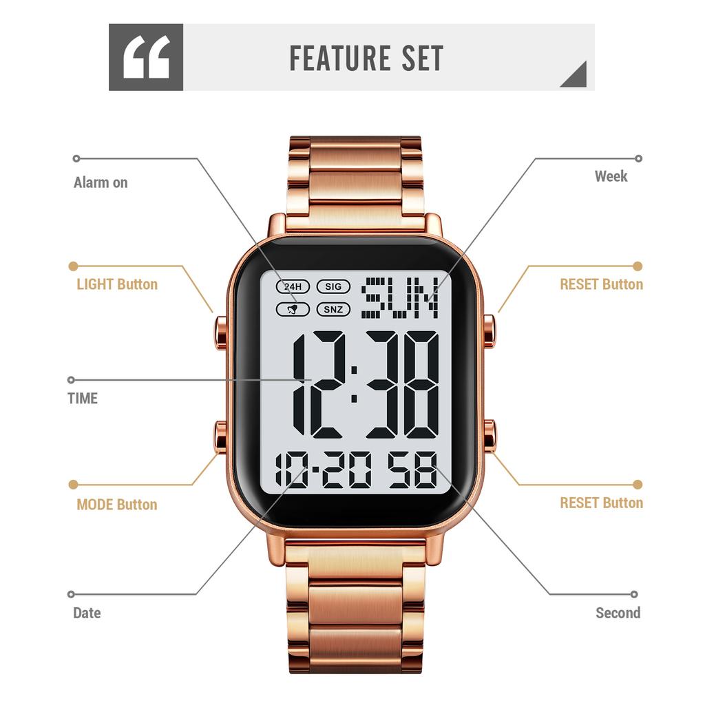 SKMEI Digital Watch for Men Women 30M Waterproof Wrist Watches with Backlight 1/100 Second