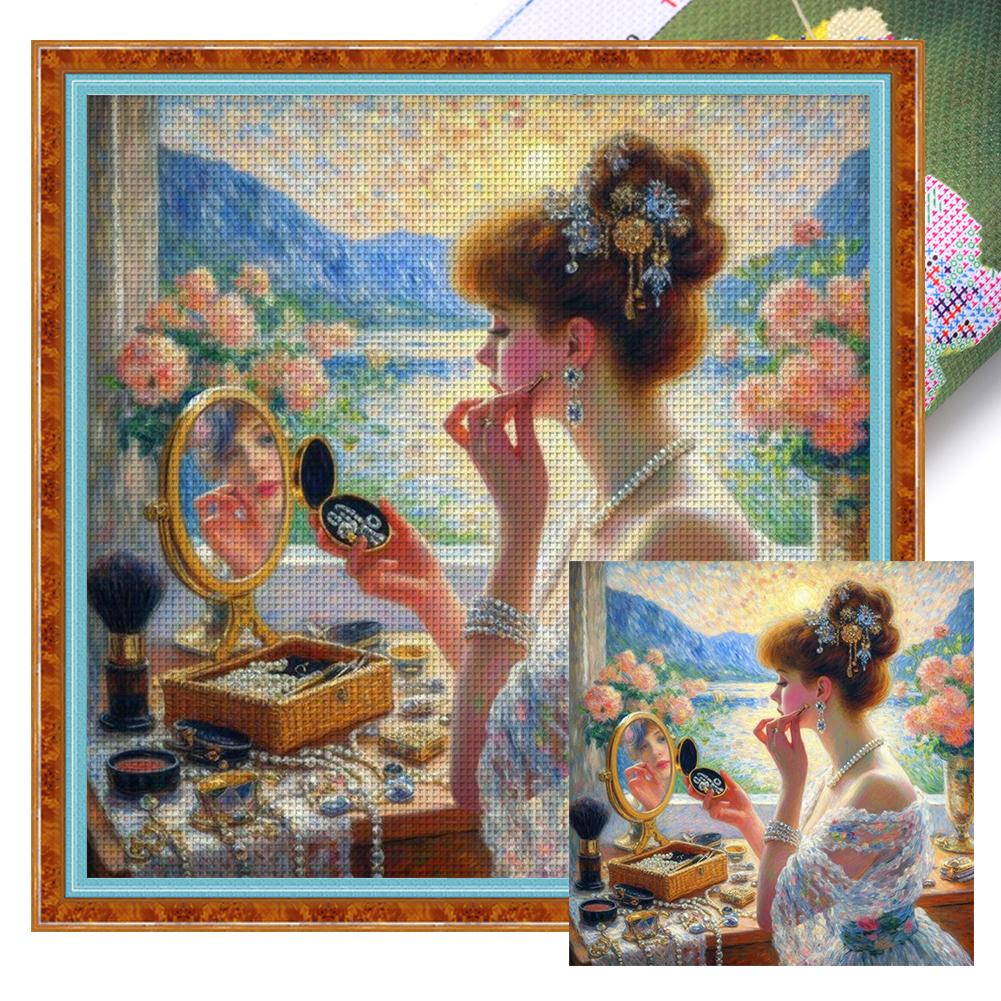 Полная вышивка эко-хлопковой нитью 11CT с принтом для девочек, набор для вышивки крестом, искусство