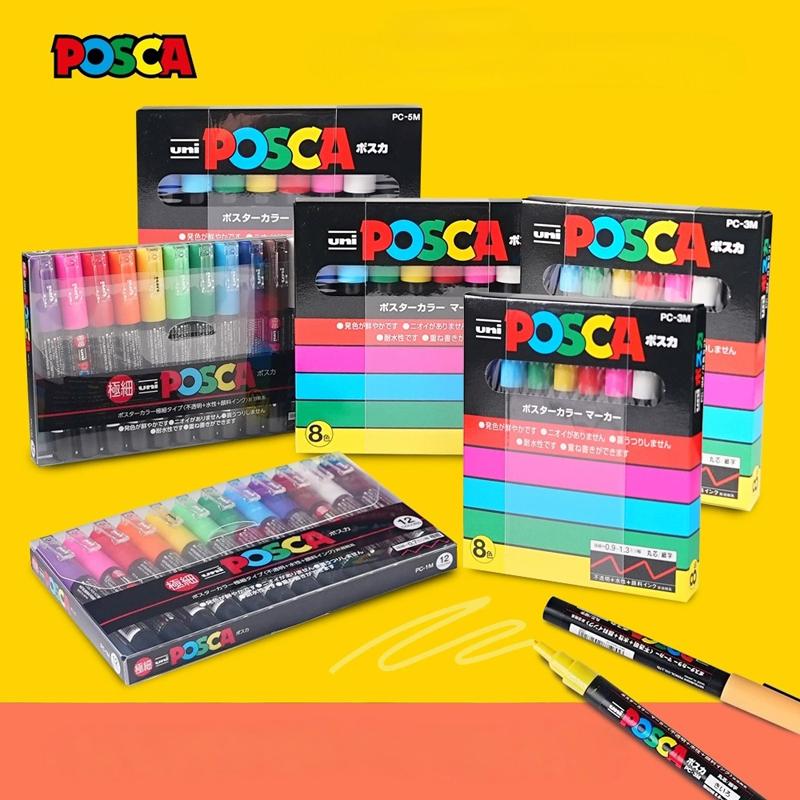 Япония Uni Набор Маркеров POSCA На Водной Основе Акриловая Краска Ручка Раскрашивание Камней PC-1M PC-3M PC-5M PC-8K PC-17K Полный Диапазон Цветов Рисование