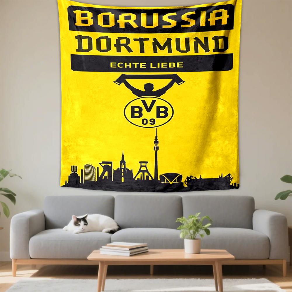 Желтый узорчатый гобелен Borussia Dortmund для спальни и гостиной, домашний декор