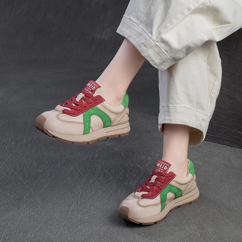 Fashion GKTINOO 2025 Autumn New Genuine Leather Sneakers Casual Sports Shoes Soft Soled Comfortable Retro Women's Flat Shoes