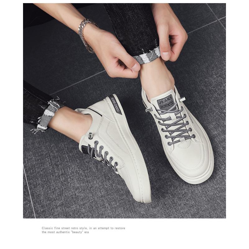 Мужская обувь, повседневная кожаная обувь, корейская версия тренда The Hundred Sports Tide Shoes, мужская маленькая белая обувь Board