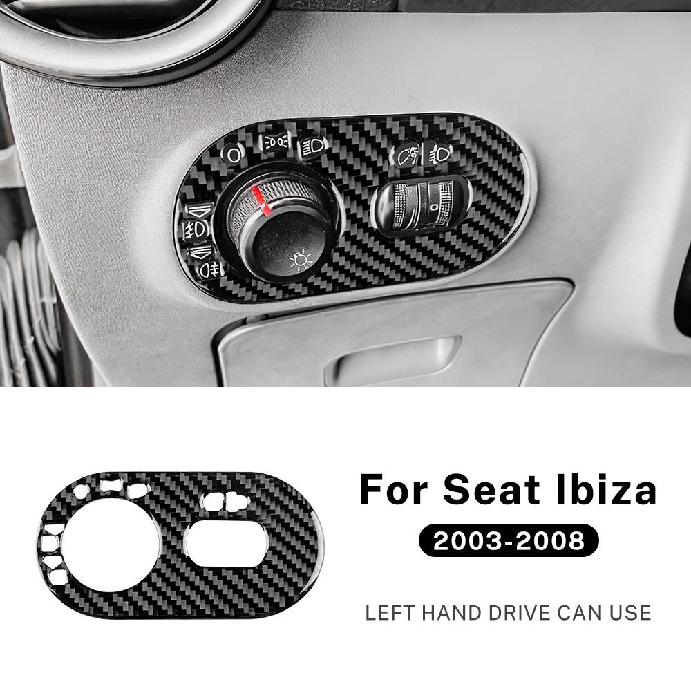 Наклейка из настоящего мягкого углеволокна для Seat Ibiza 6l 2003 2004 2005 2006 2007 2008 LHD Автомобиль Панель рамки переключателя фар Аксессуары