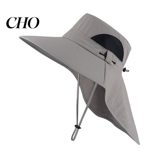 Large Brim Sun Hat Mountaineering with Adjustable Windproof Rope Breathable Mesh Wide Hiking UV Protection Fishing for Outdoor Sports Camping