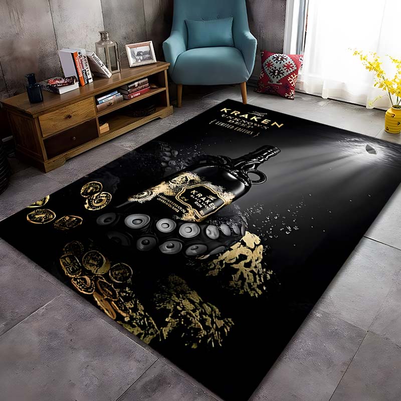Пряный ром Kraken-Black Pattern Ковры Спальня Игровые коврики Декор спальни Ковер Ковер для гостиной Коврик для ползания Рождественский подарок Ковер