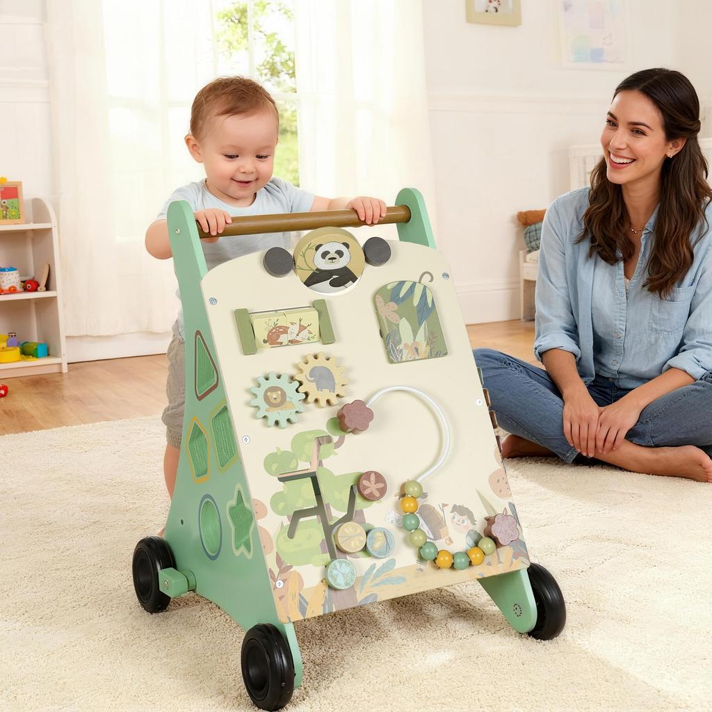 Wooden Montessori Walker, Walking Aid, Xylophone, Green