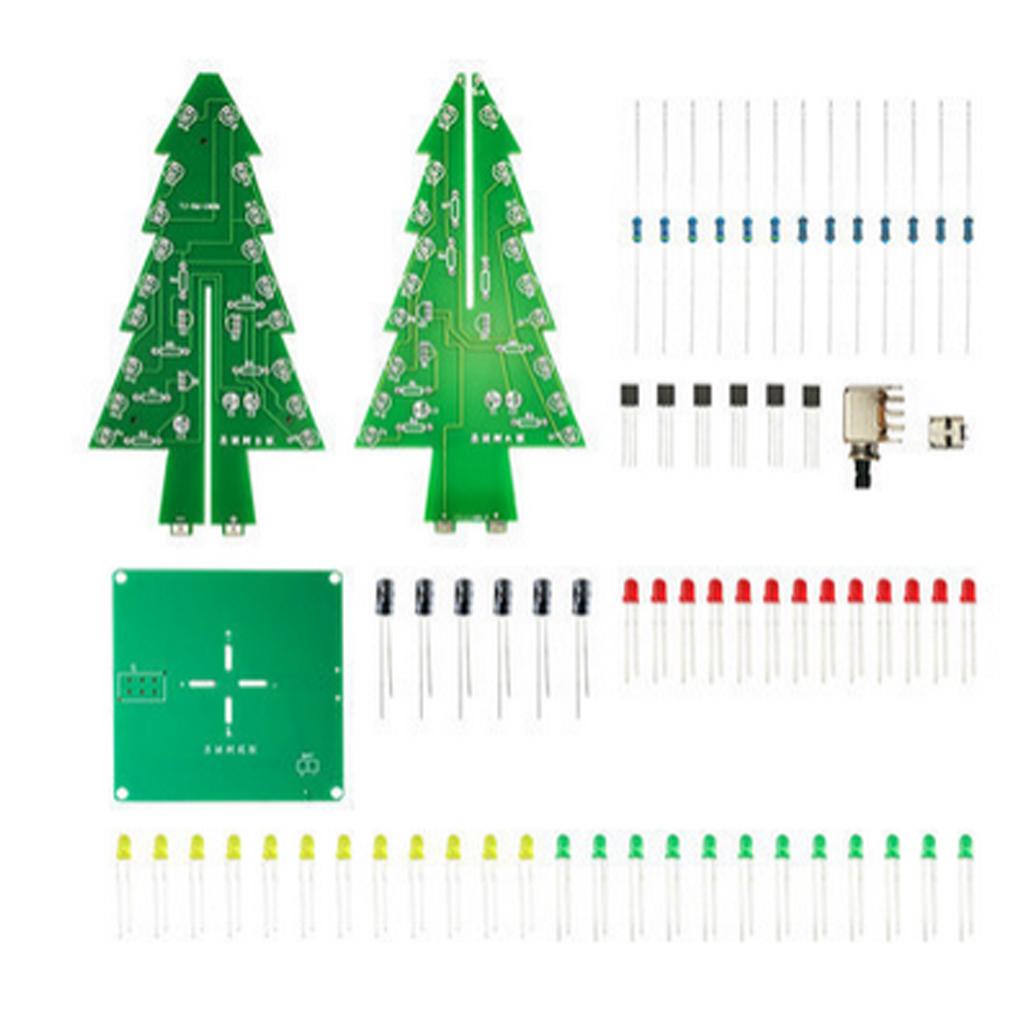3D Xmas Christmas Tree Led DIY Kits 3Color Flash RGB LED Circuit Electronic Assemble Funny Kits STEM Project PCB Board Flash Kit