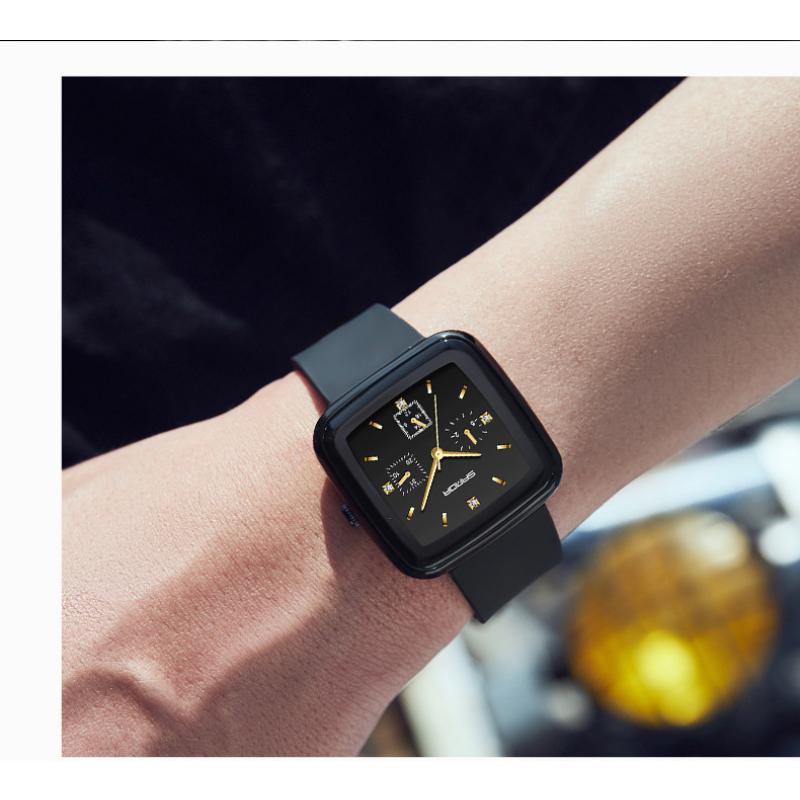 SANDA Новые квадратные кварцевые часы с шестью швами, мужские и женские часы, модные силиконовые Plaza, креативные персонализированные кварцевые часы