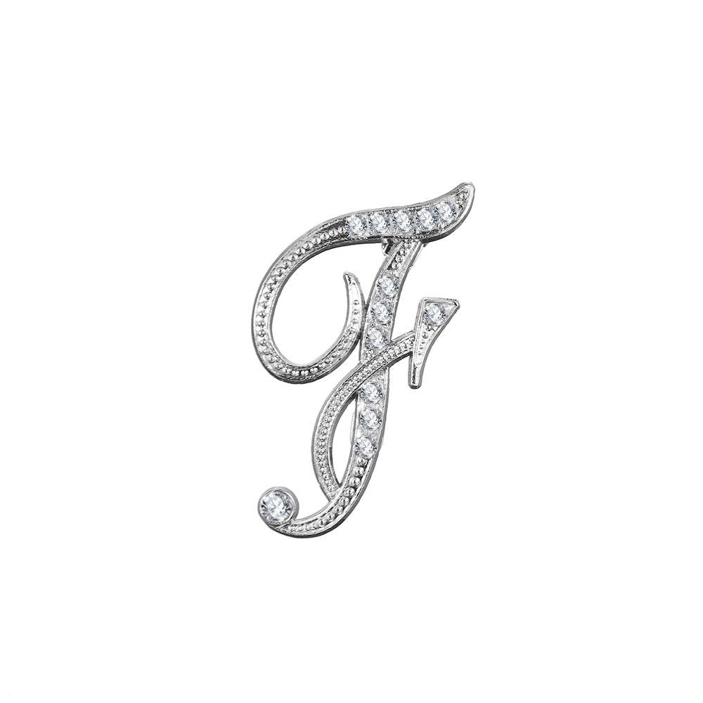 Suit Collar Accessories 26 English Letters Rhinestone Clip Initial Lapel Pin Crystal Letter Brooch