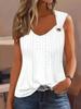 Women's Solid Color V-neck Sleeveless Vest T-shirt Loose Top V-neck Vest