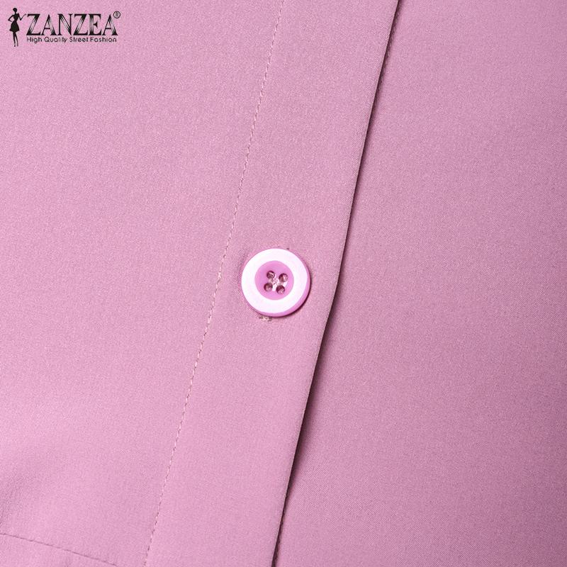 ZANZEA Женское свободное повседневное длинное платье с круглым вырезом и длинными рукавами