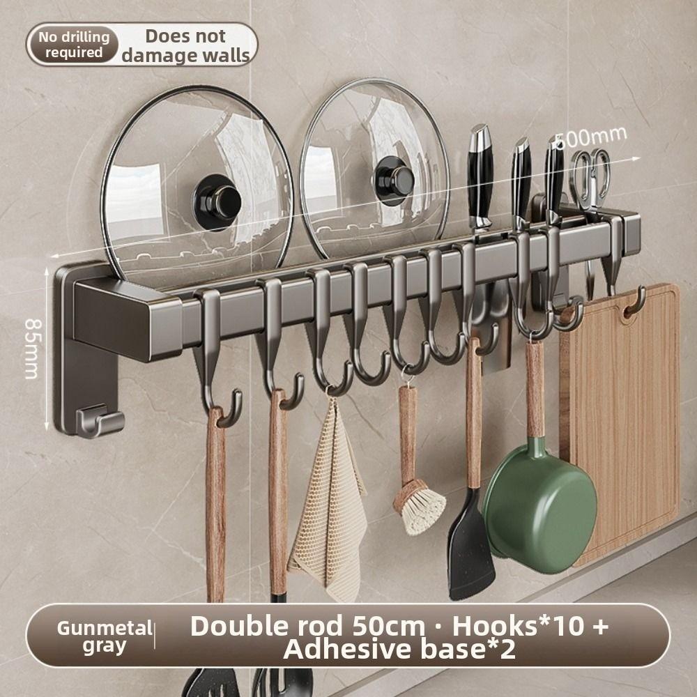 Double Pole Kitchen Organizer Hook Wall Mounted Spatula Storage Rack  Tool Organization