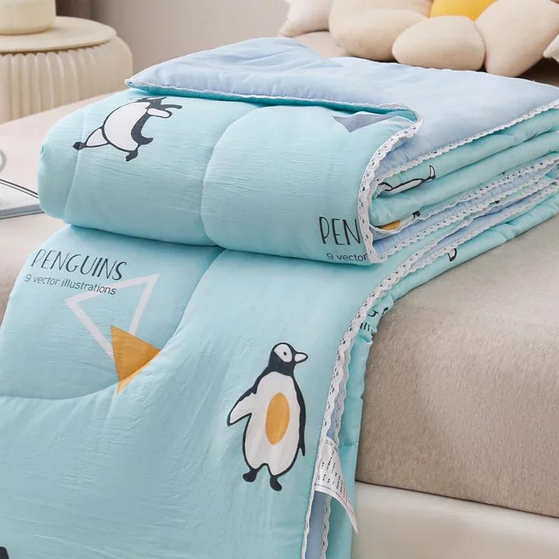 Летнее пуховое одеяло, тонкое одеяло с принтом, одеяло для дома, стеганое одеяло для взрослых, детская комната, покрывало edredones de cama