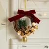Wreath Christmas Velvet Bow Bell Red Pine Cone Bell Pendant  Home Door Decorations