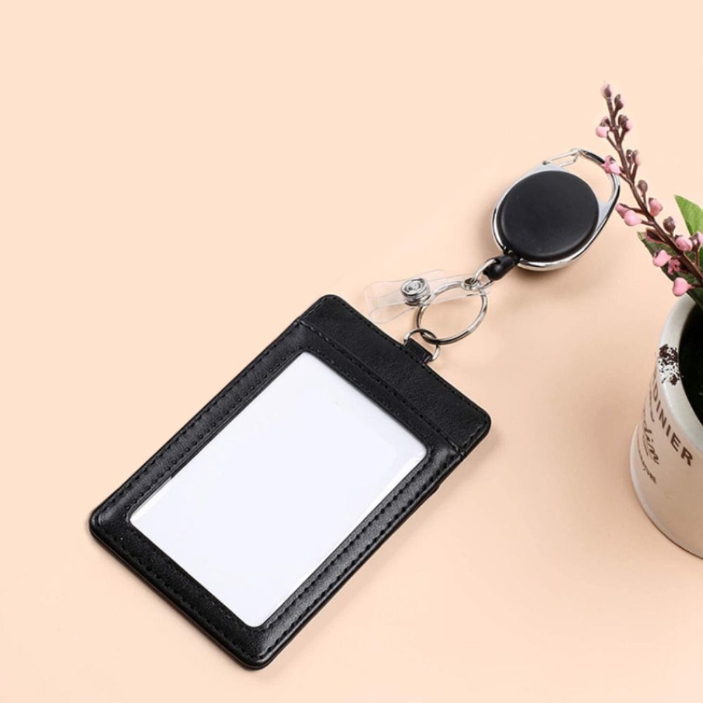 PU Leather Badge Holder Lanyard ID Card Holder Gift Name Card Badge Business
