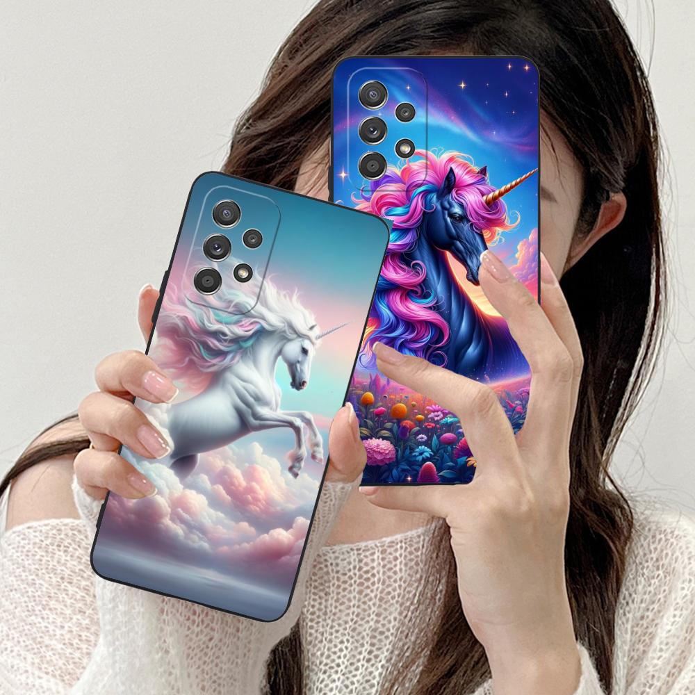 Фантазийный чехол с единорогом для мобильного телефона Samsung Galaxy A56 55 54 53 52 51 36 35 34 23 16 15 5G Цветной чехол Красивый роскошный чехол